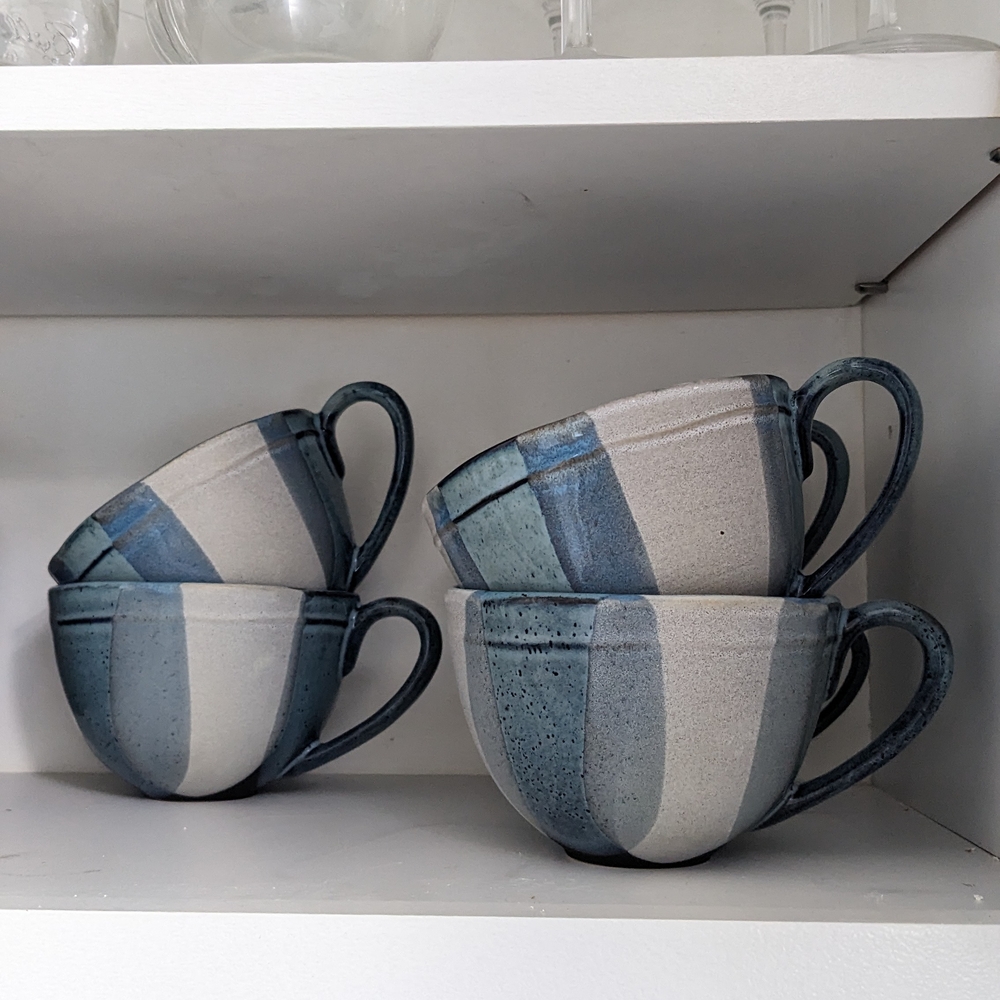 Striped Ceramic Mugs Set